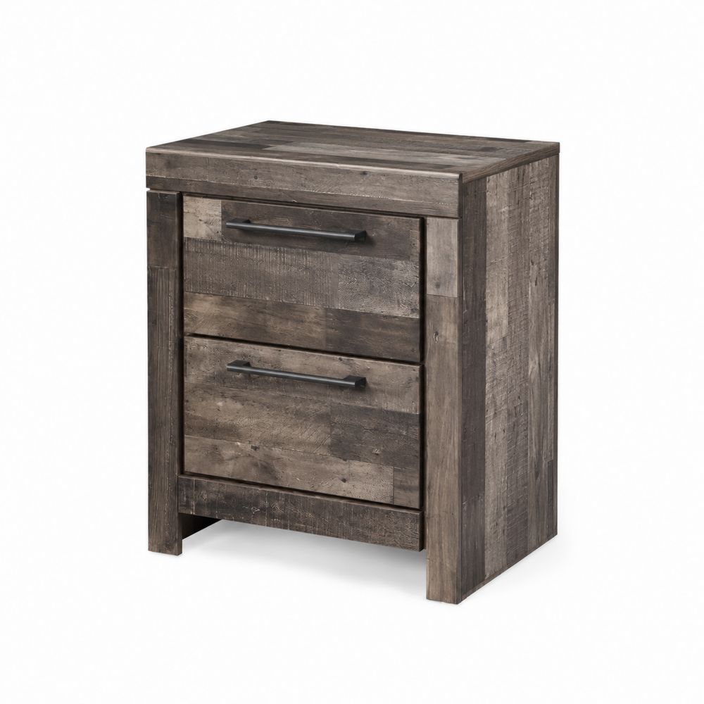 Table de chevet en bois avec 2 tiroirs Gris foncé 45x35x60 cm