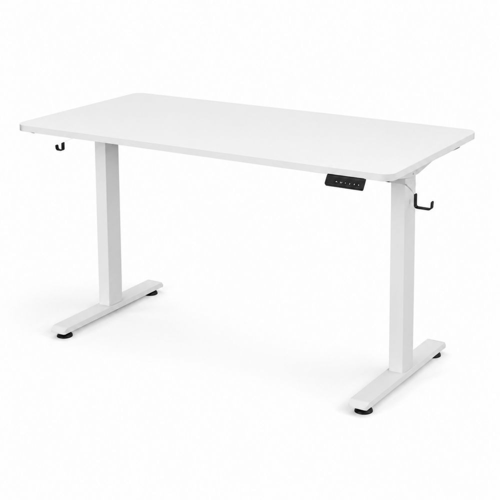 Bureau réglable en hauteur 120x60 cm en MDF et acier Blanc