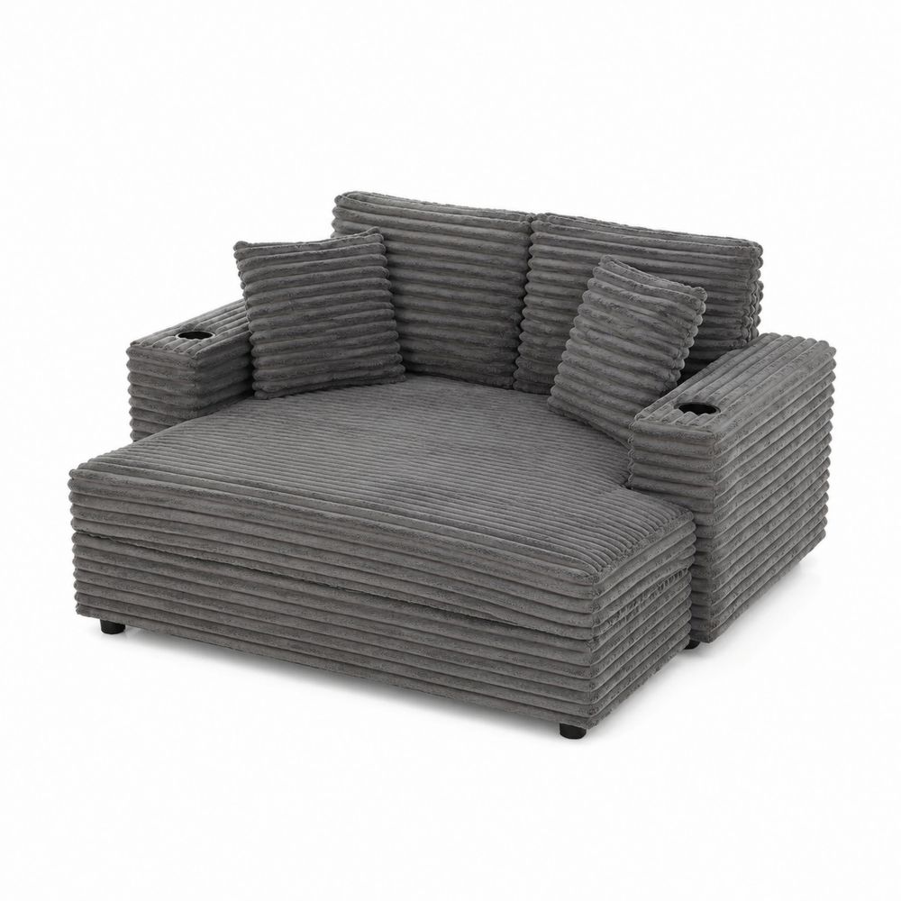 Canapé-lit en tissu côtelé Gris 180x120 cm