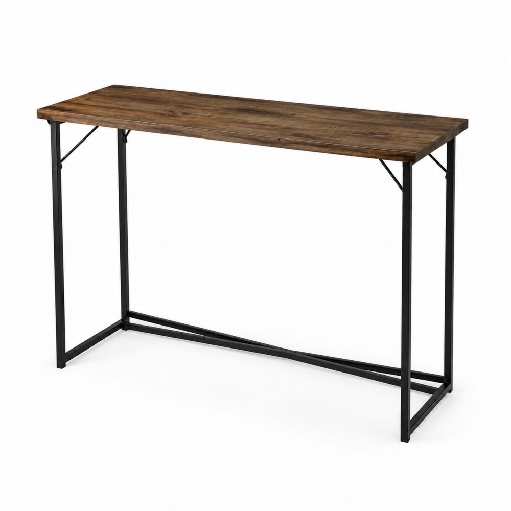 Bureau rectangulaire 120x40 cm en bois avec cadre en acier noir