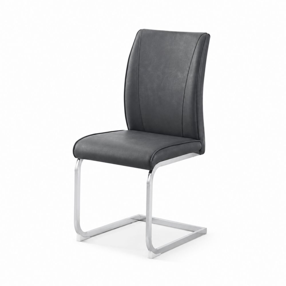 Chaise en métal avec revêtement en cuir synthétique Noir