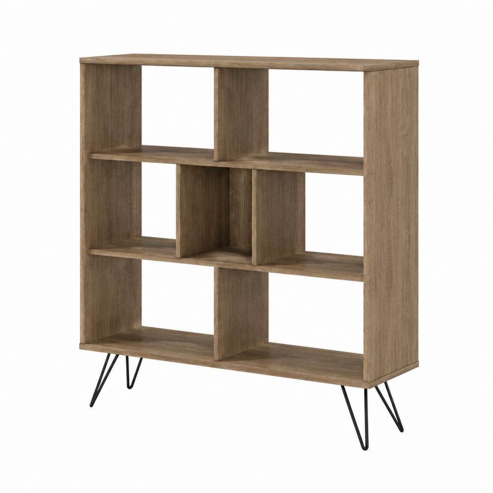 Étagère rectangulaire 6 compartiments en bois et métal