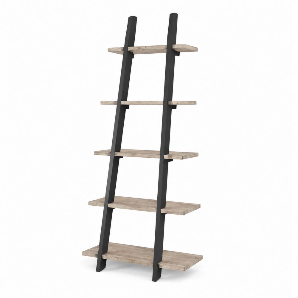 Étagère échelle 5 niveaux Bois et Métal 180x80x40 cm Noir