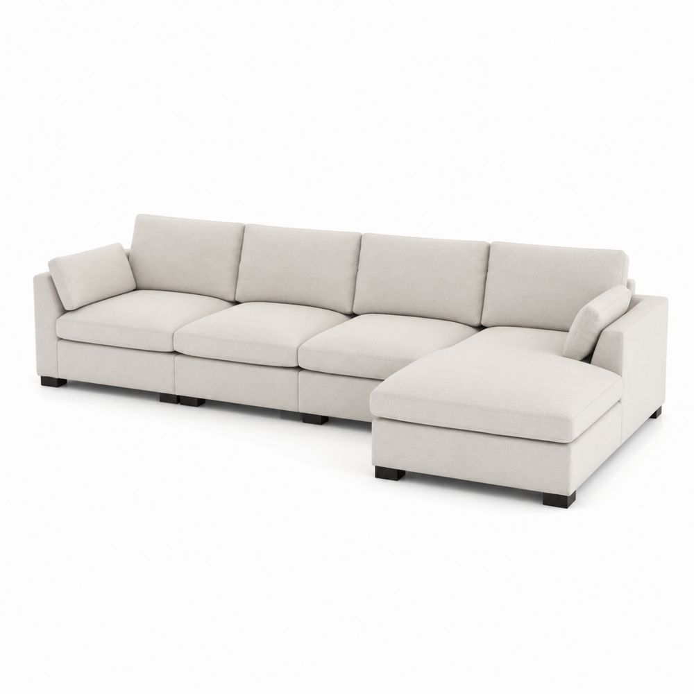 Canapé d'angle modulable en tissu Beige 350x95x85 cm