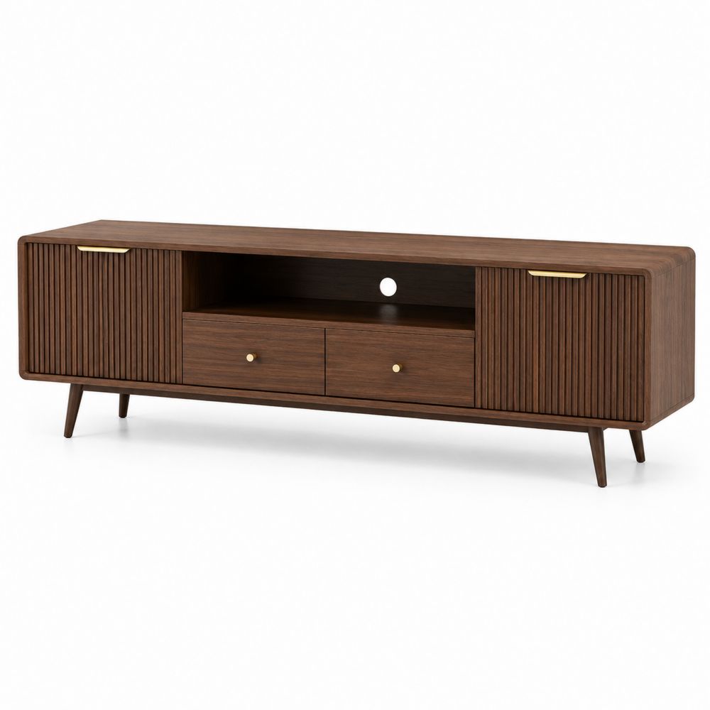 Meuble TV en bois avec pieds inclinés 150x40x50 cm