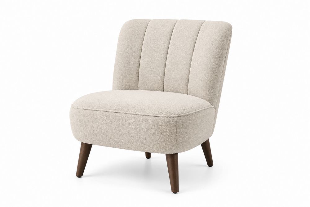 Fauteuil en tissu beige avec pieds en bois 75x85x83 cm