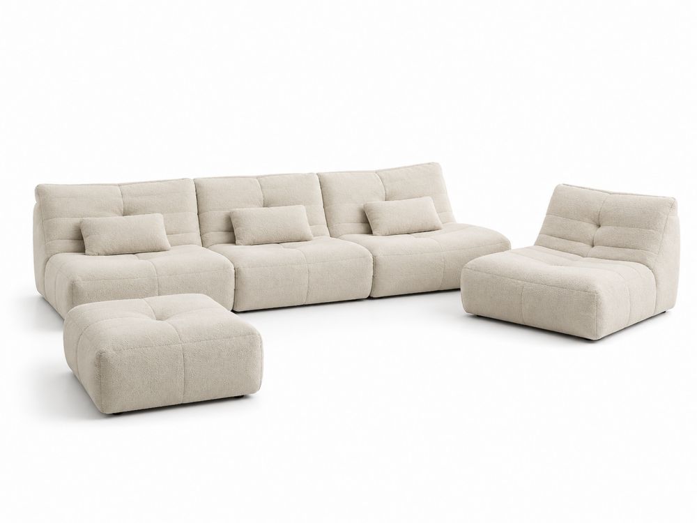 Canapé modulaire en tissu beige 5 places