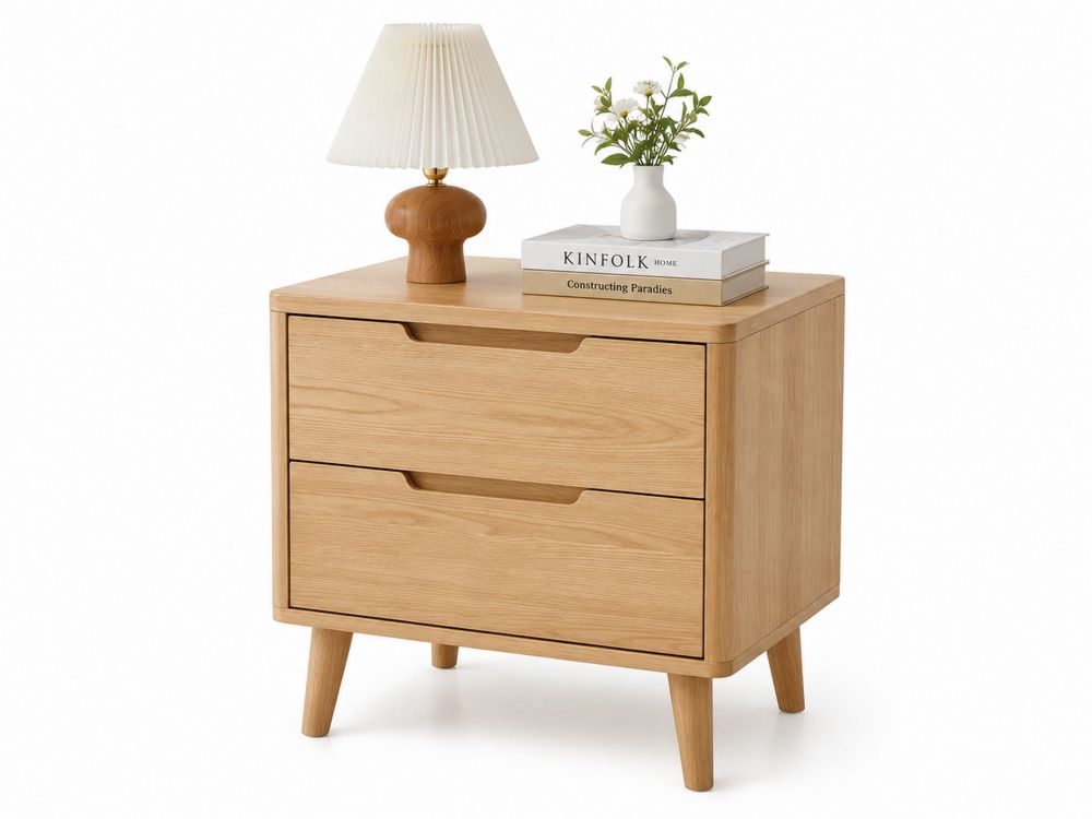 Table de chevet en bois avec 2 tiroirs