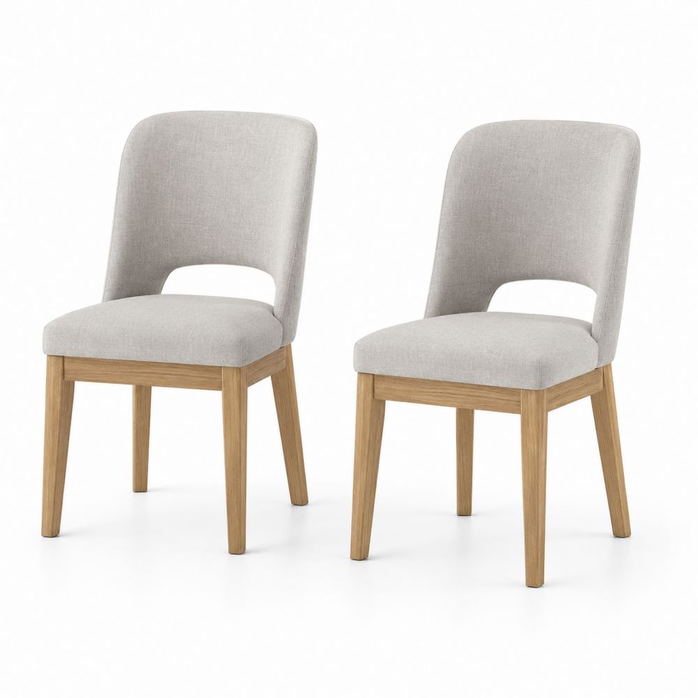 Chaises en tissu et bois de chêne clair