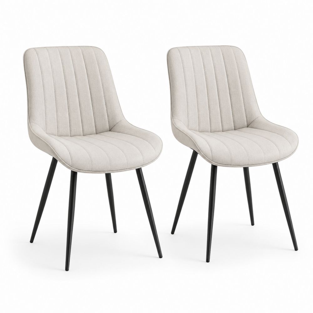 Chaises en tissu avec pieds en métal noir, lot de 2