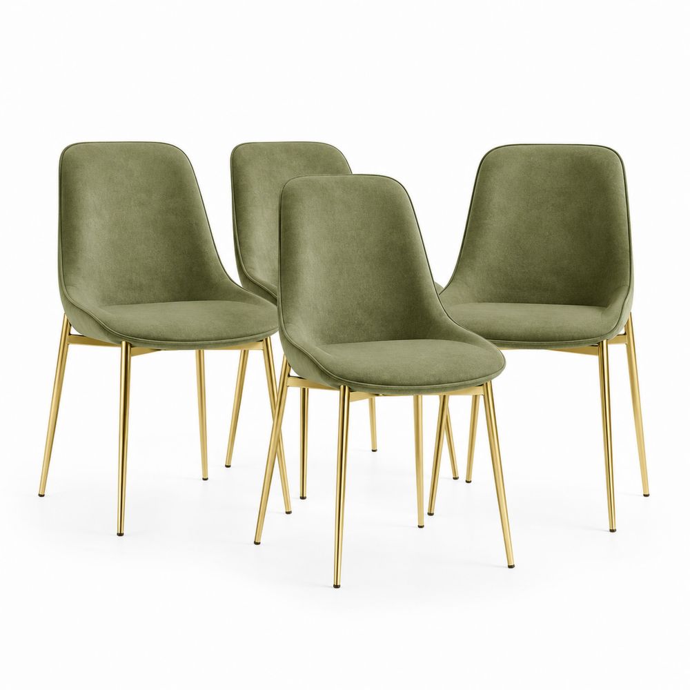 Ensemble de 4 chaises en velours avec pieds en métal