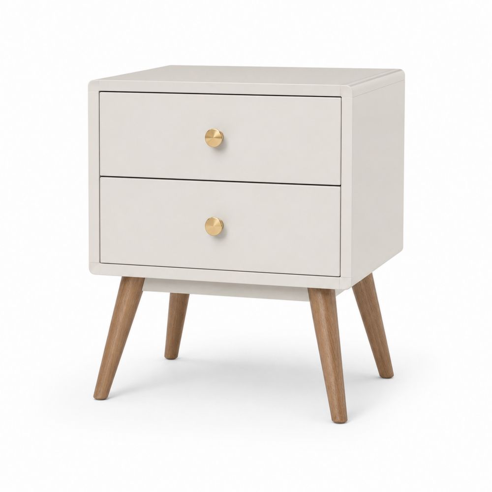 Table de chevet 2 tiroirs en bois et MDF Beige