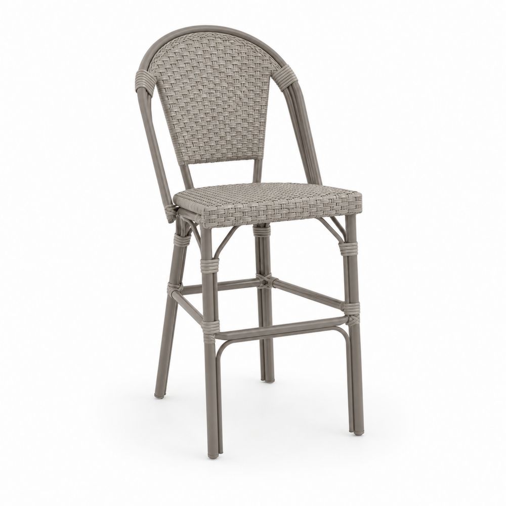 Chaise haute en aluminium et rotin synthétique Gris Taupe