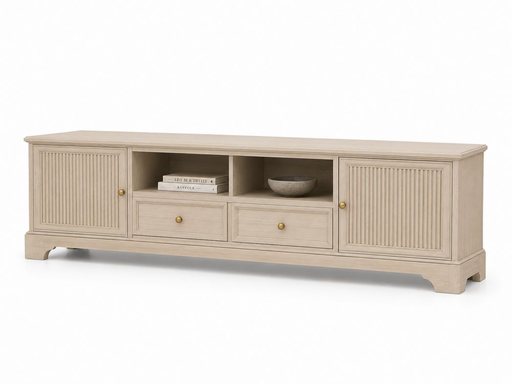 Meuble TV en bois avec portes et tiroirs 180x40x50 cm