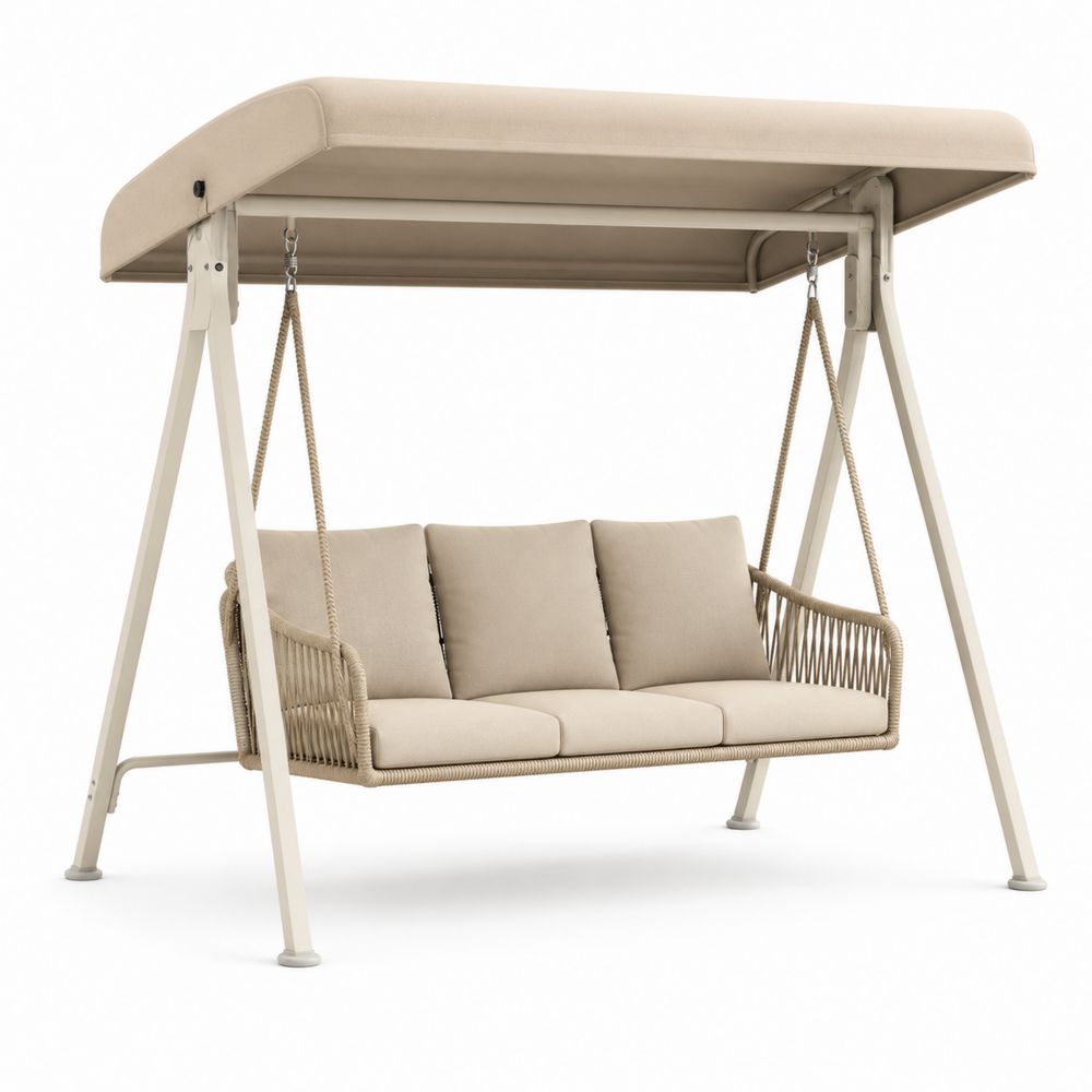 Balancelle de jardin en métal et tissu beige