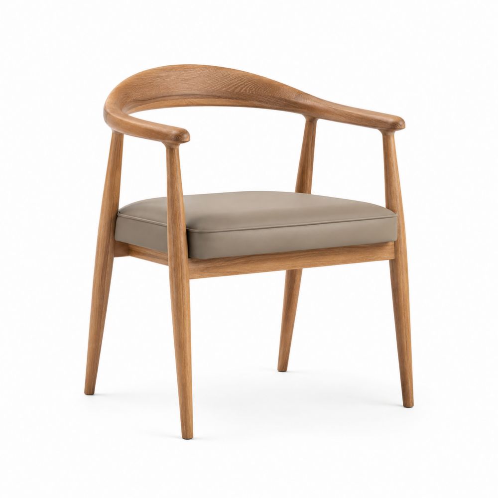 Chaise en bois de chêne et cuir synthétique Chêne clair / Marron, 79 cm