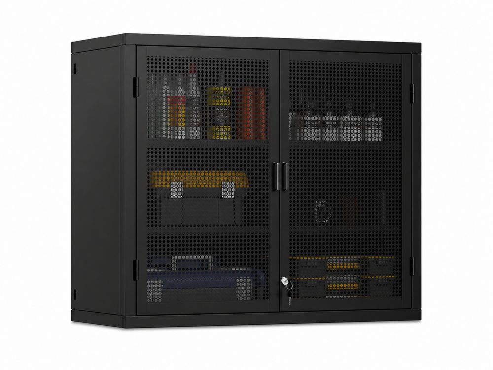 Armoire en métal perforé noire 60x30x75 cm
