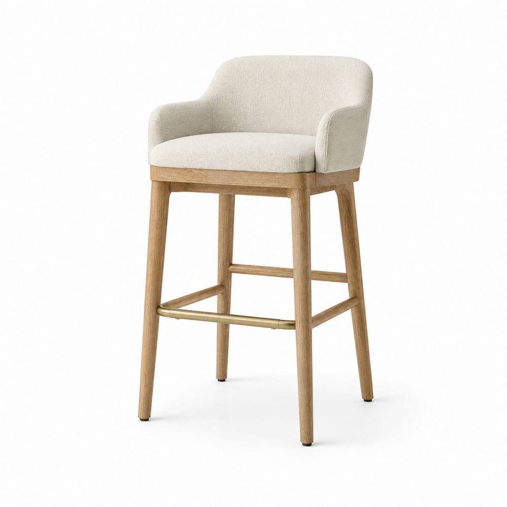 Tabouret de bar en bois et tissu Beige