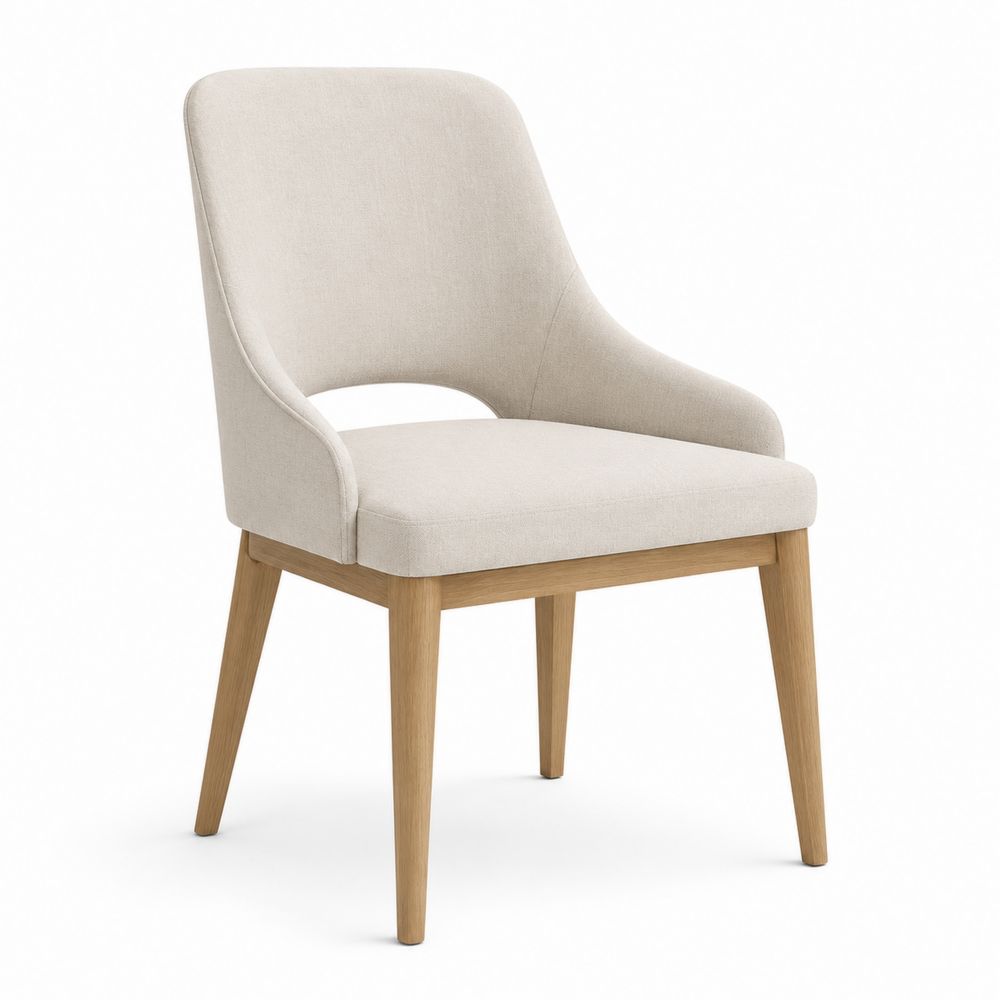 Chaise en tissu avec pieds en bois
