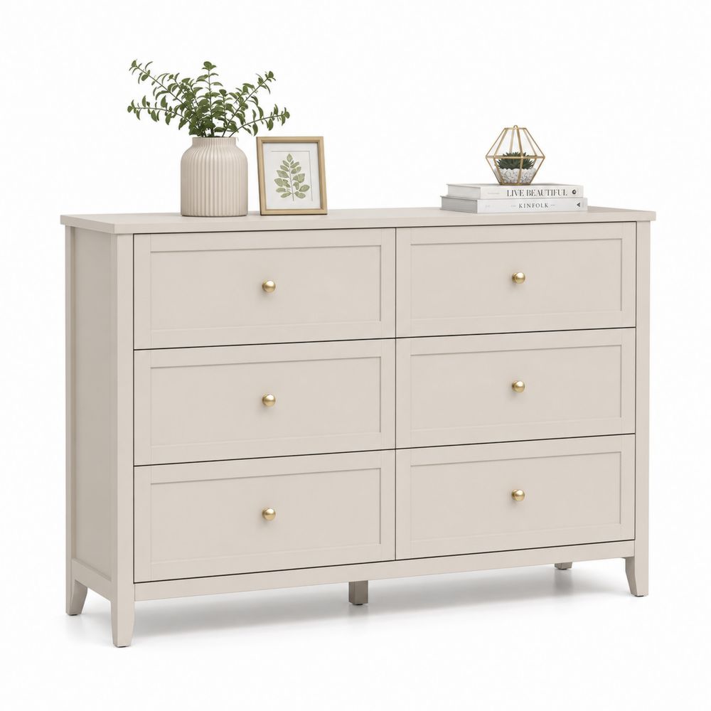 Commode à 6 tiroirs en bois Beige