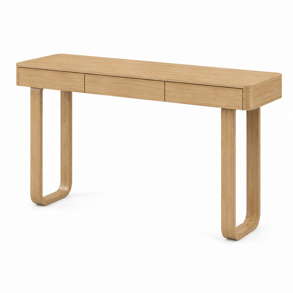 Console en bois avec tiroirs 120x35x75cm Chêne