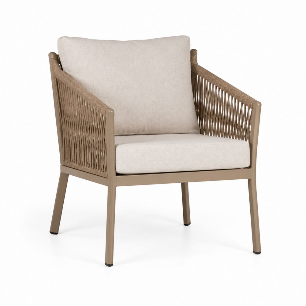 Chaise en aluminium et corde avec coussin en polyester 80x75x70 cm