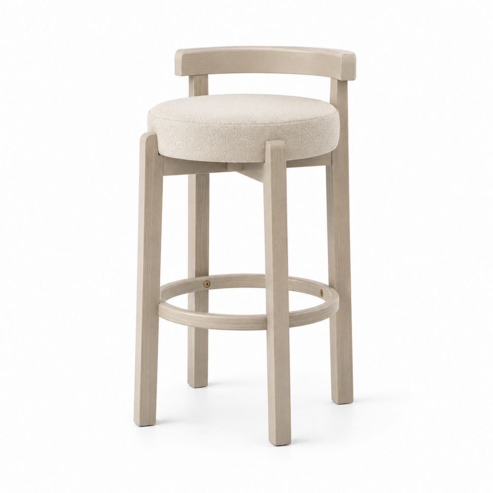 Tabouret de bar en bois avec siège rembourré en polyester, 75 cm