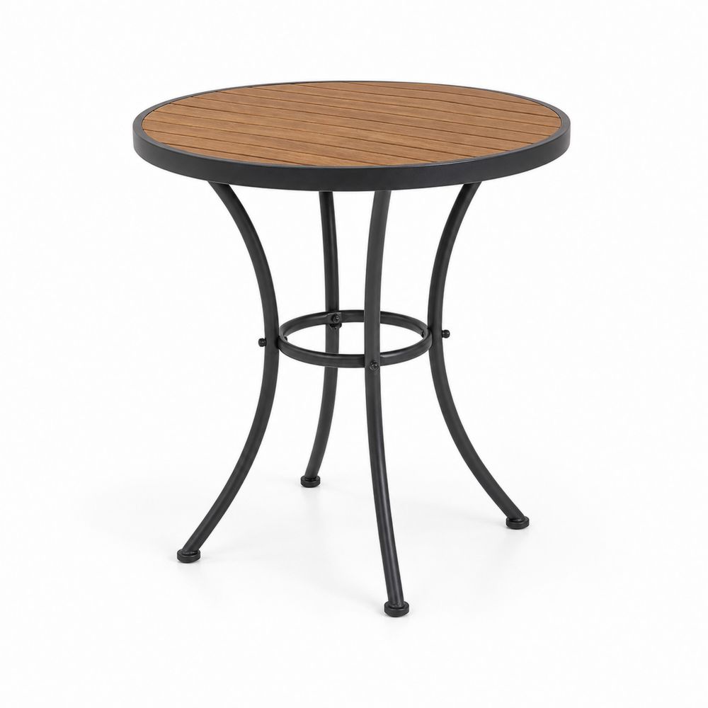 Table ronde d'extérieur en métal et bois composite 90 cm
