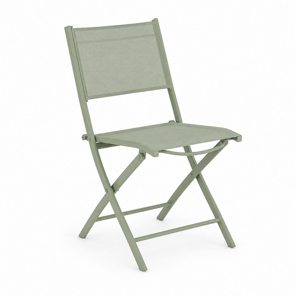 Chaise pliante en métal et textilène Vert pour extérieur