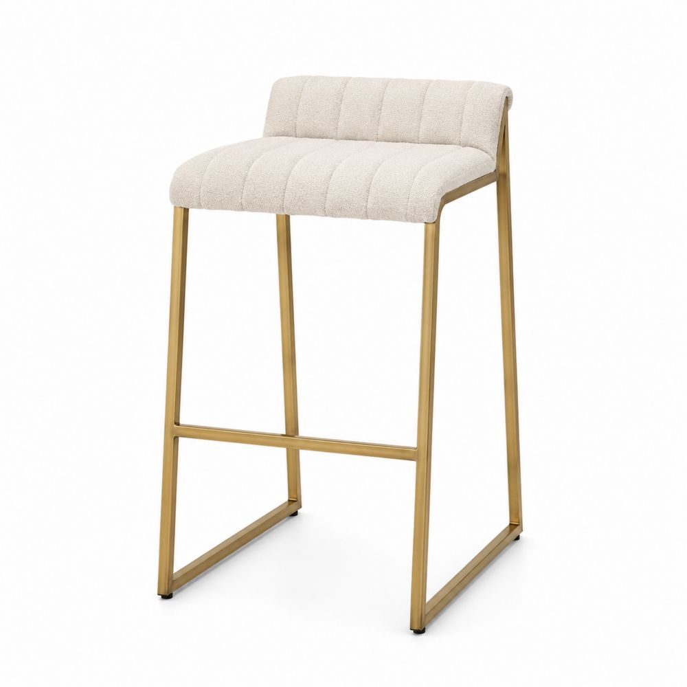 Tabouret de bar en tissu et métal doré 65cm