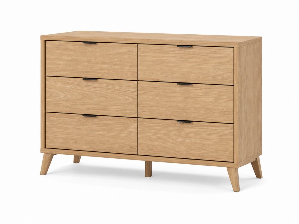 Commode en bois avec 6 tiroirs en chêne clair