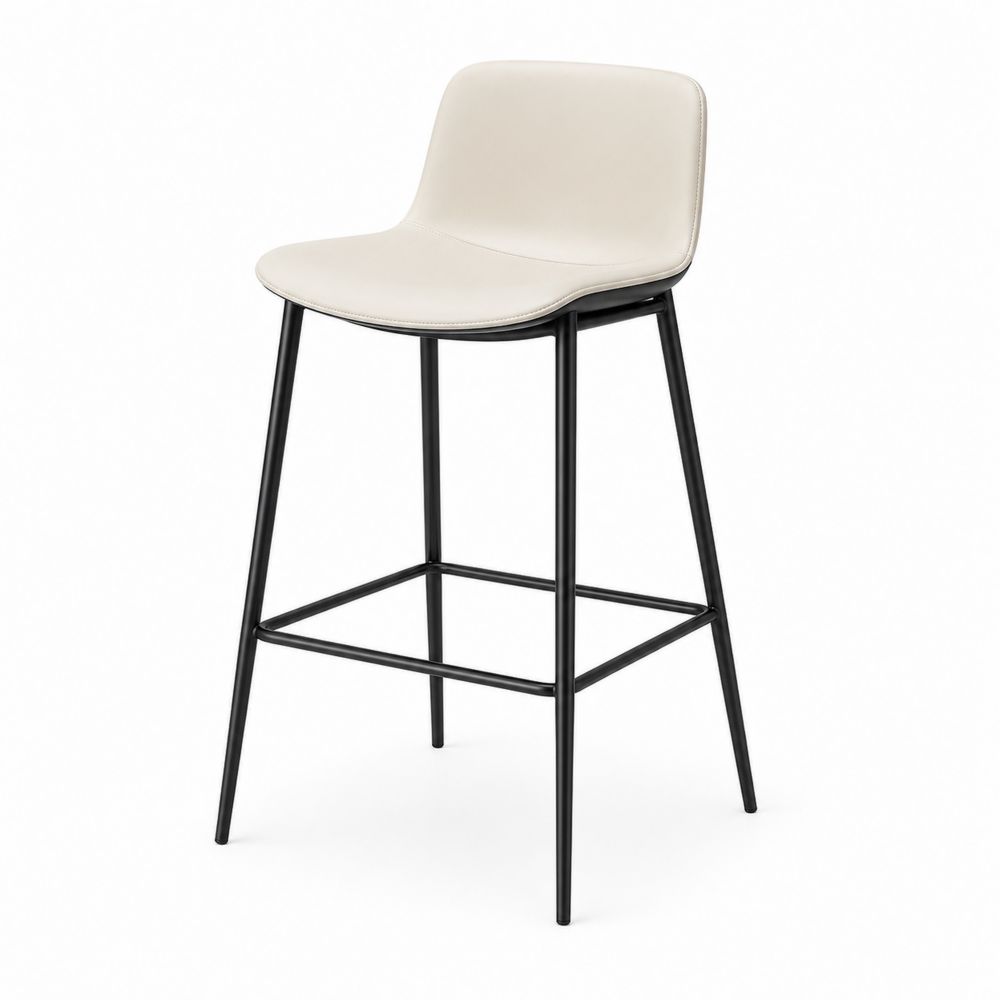 Tabouret de bar en cuir synthétique et métal