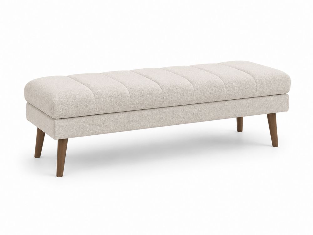 Banc en Tissu Beige avec Pieds en Bois de Hêtre