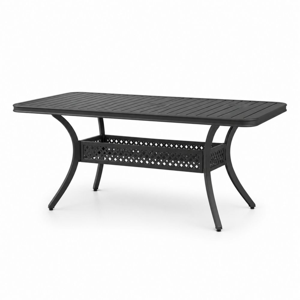 Table de jardin en métal noir 180x90x74 cm