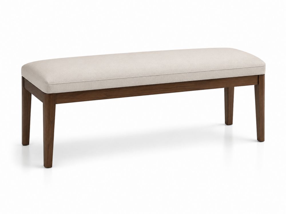Banc en bois avec assise en tissu beige