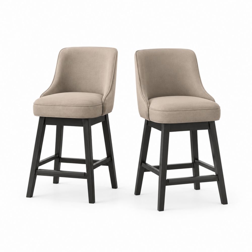 Tabourets de bar en tissu et bois noir 75 cm (lot de 2)