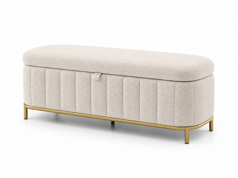 Banc en tissu avec rangement 140x45x40 cm