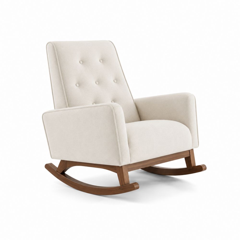 Fauteuil à bascule en tissu avec cadre en bois