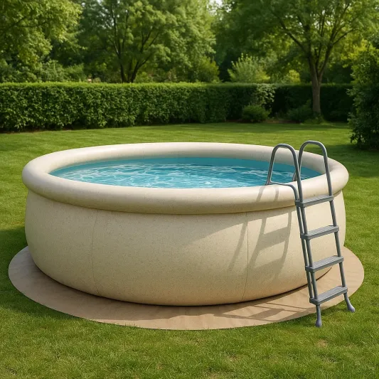 Aufblasbarer runder Pool Beige PVC mit Leiter-haveltrix