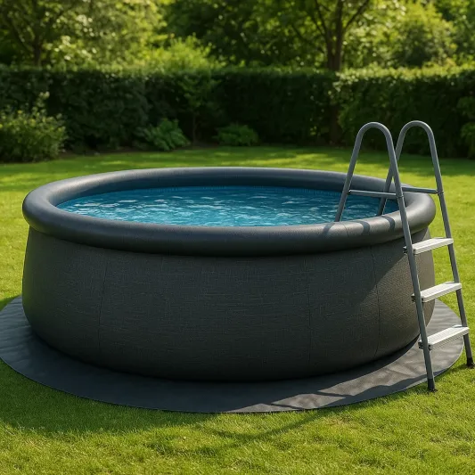 Aufblasbarer PVC-Pool mit Leiter Grau 366cm-haveltrix