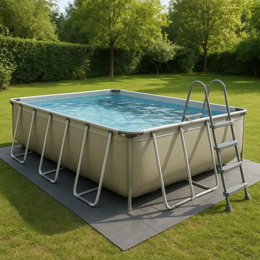 Rechteckiger Aufstellpool mit Stahlrahmen und PVC, 404x201x100 cm, Beige-haveltrix