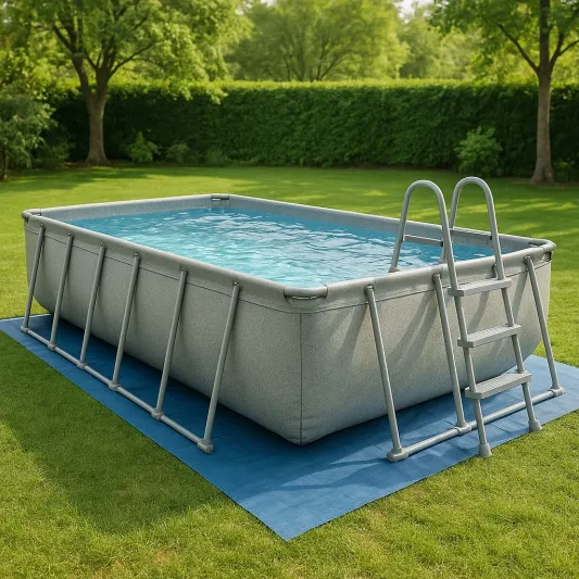 Rechteckiger Aufstellpool mit Stahlrahmen Grau 400x200x100 cm-haveltrix