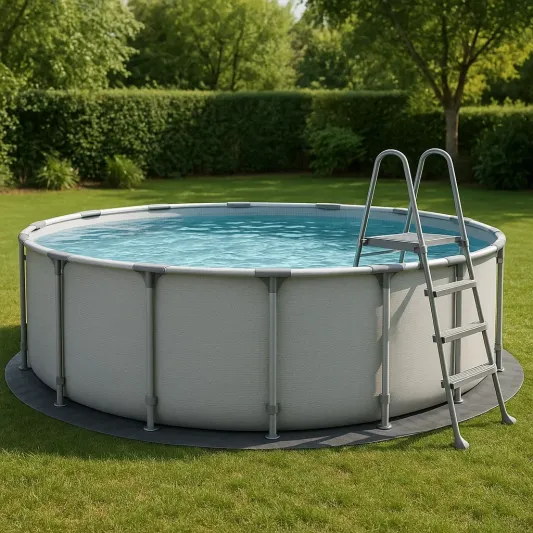 Rund-Pool aus Stahl mit Leiter Grau Ø 457 cm x 122 cm-haveltrix