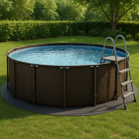 Runder Aufstellpool mit Stahlrahmen Polyethylen Braun mit Leiter 366 cm-haveltrix