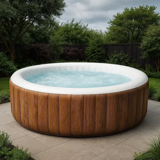 Aufblasbarer runder Whirlpool aus PVC in Holzoptik 180x180x65 cm-haveltrix