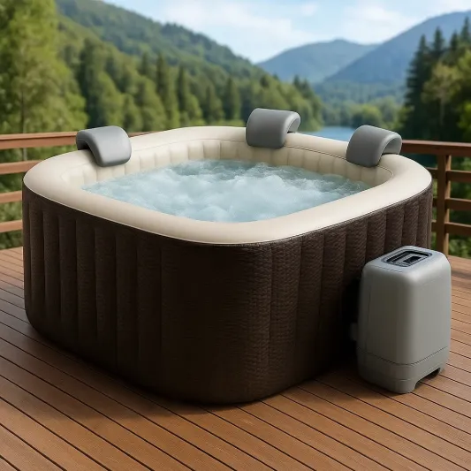 Aufblasbarer Wasser-Whirlpool 180x180x71 cm aus PVC mit Luftdüsen-haveltrix