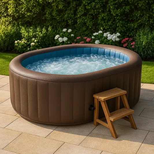 Aufblasbarer Whirlpool aus PVC Braun Blau Oval 185x155x65 cm-haveltrix