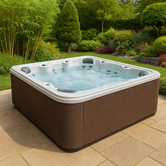 Whirlpool für 6 Personen aus PVC und Acryl, Braun/Weiß-haveltrix