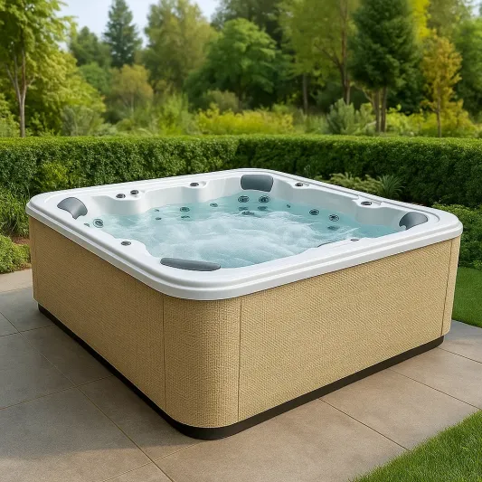 Außen-Whirlpool mit Massagedüsen, Beige/Weiß-haveltrix