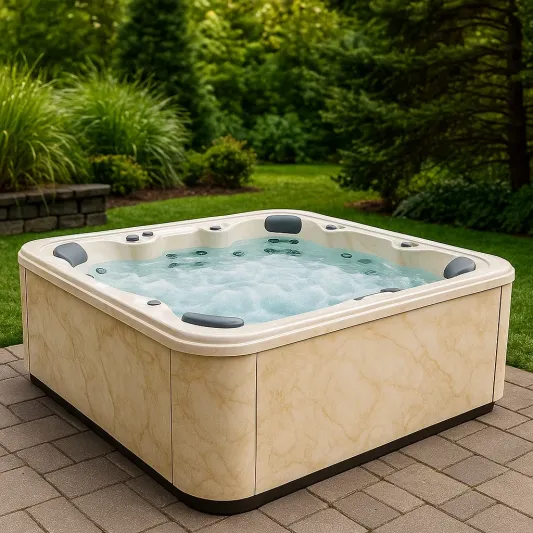 Rechteckiger Außenwhirlpool Beige Acryl 210x210x95 cm-haveltrix